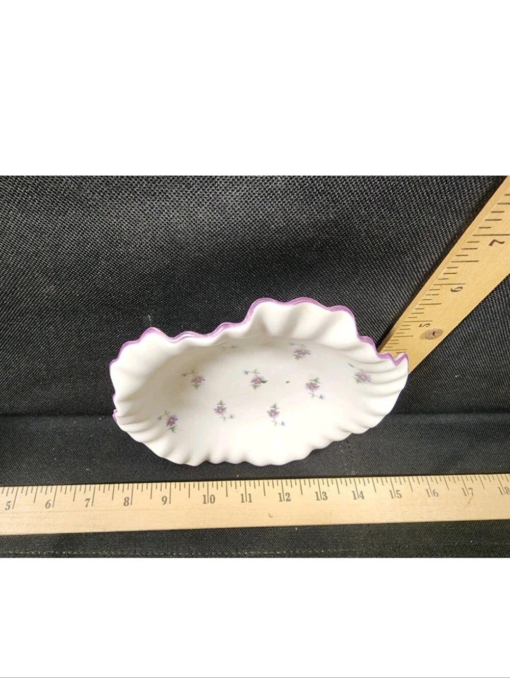 Vintage Hummelworks Violets Victorian Garden Ruffled Porcelain Plate Flawless